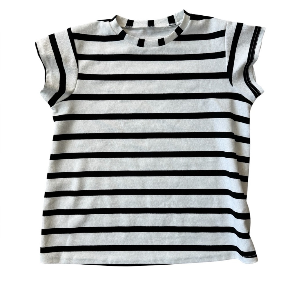 Women’s Maternity Black & White Striped Short Sleeve Top Maternity Size Large